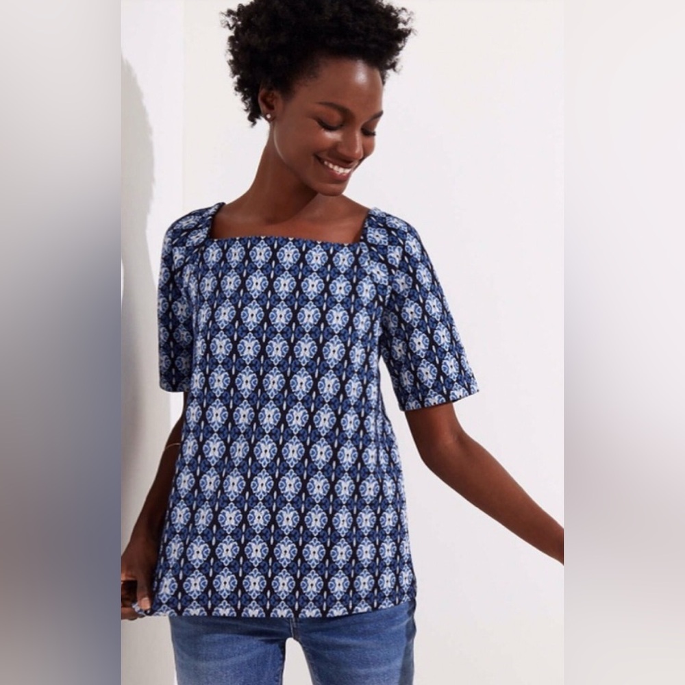 LOFT Patterned Short‎ Sleeve Top, Size M
